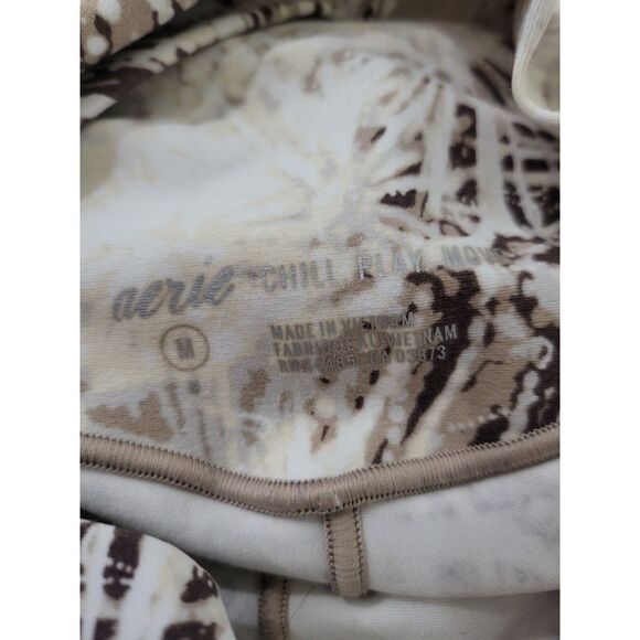 Aerie Capri Leggings M Womens White Brown High Rise Skinny Athletic - Picture 10 of 11